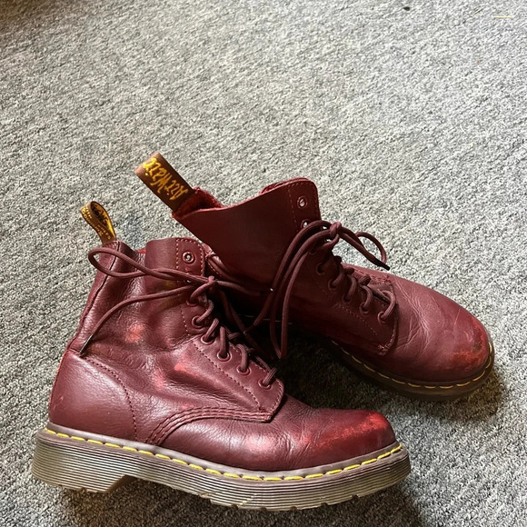 Dr. Martens 1460 Women’s Pascal Virginia Leather Boots Burgundy Size 38 Women - Picture 8 of 10